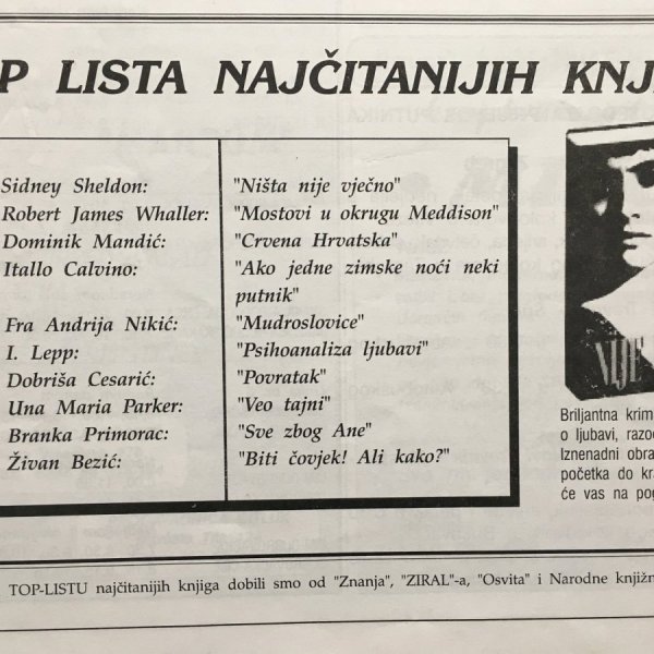 Pink oglasnik, Mostar, studeni 1999